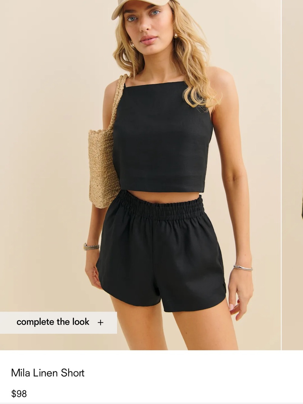 Reformation - Black Mila Linen Shorts - Size M